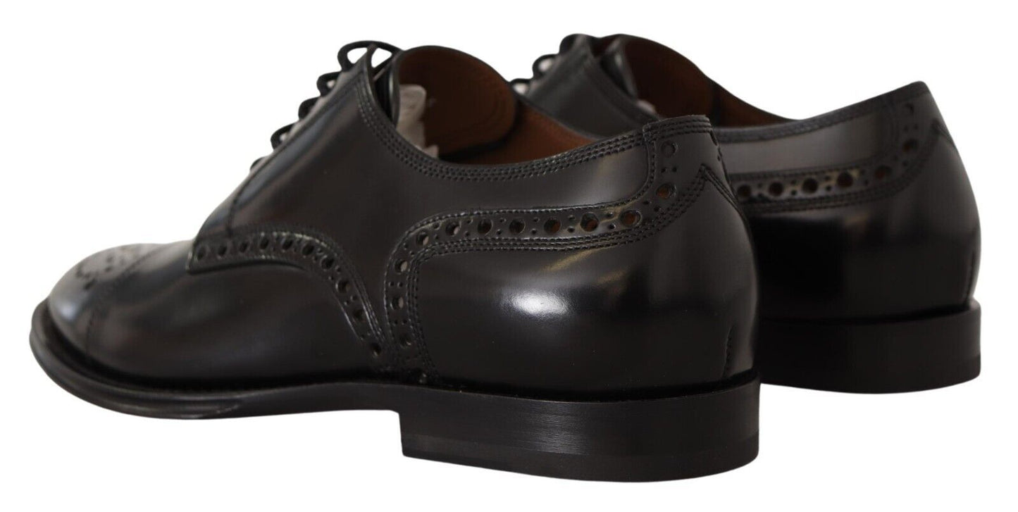 Chaussures Richelieu en cuir noir avec bout golf pour homme Dolce & Gabbana