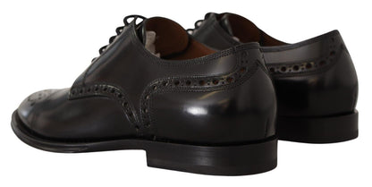 Chaussures Richelieu en cuir noir avec bout golf pour homme Dolce & Gabbana