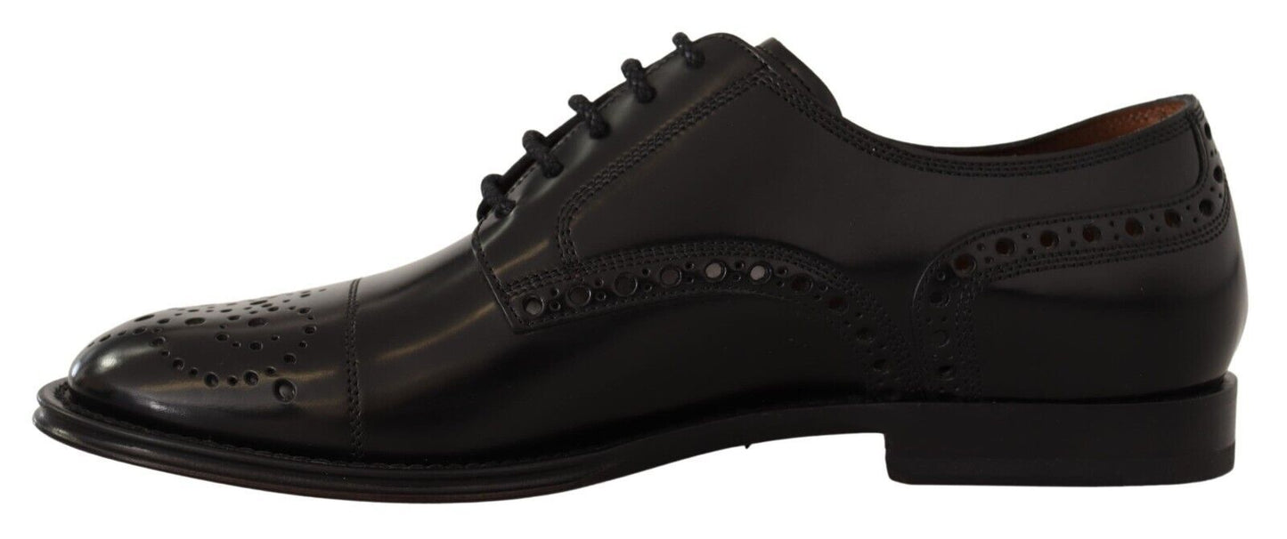 Chaussures Richelieu en cuir noir avec bout golf pour homme Dolce & Gabbana