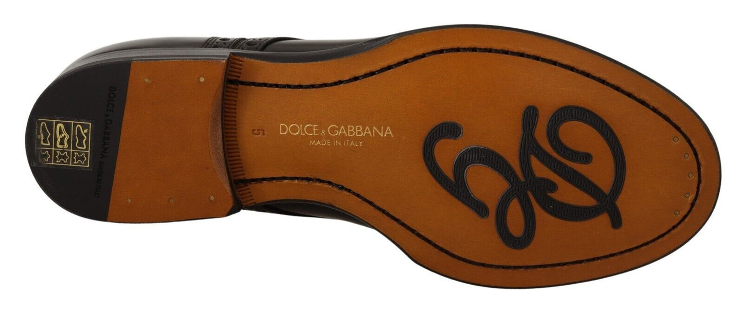 Chaussures Richelieu en cuir noir avec bout golf pour homme Dolce & Gabbana