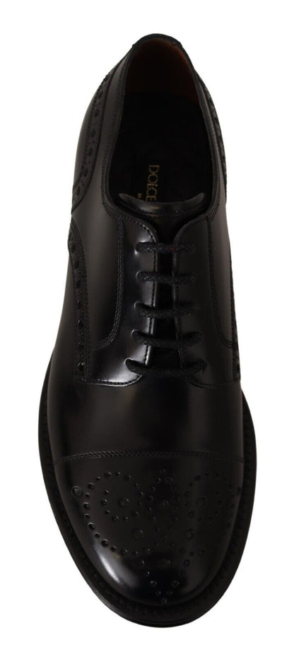 Chaussures Richelieu en cuir noir avec bout golf pour homme Dolce & Gabbana