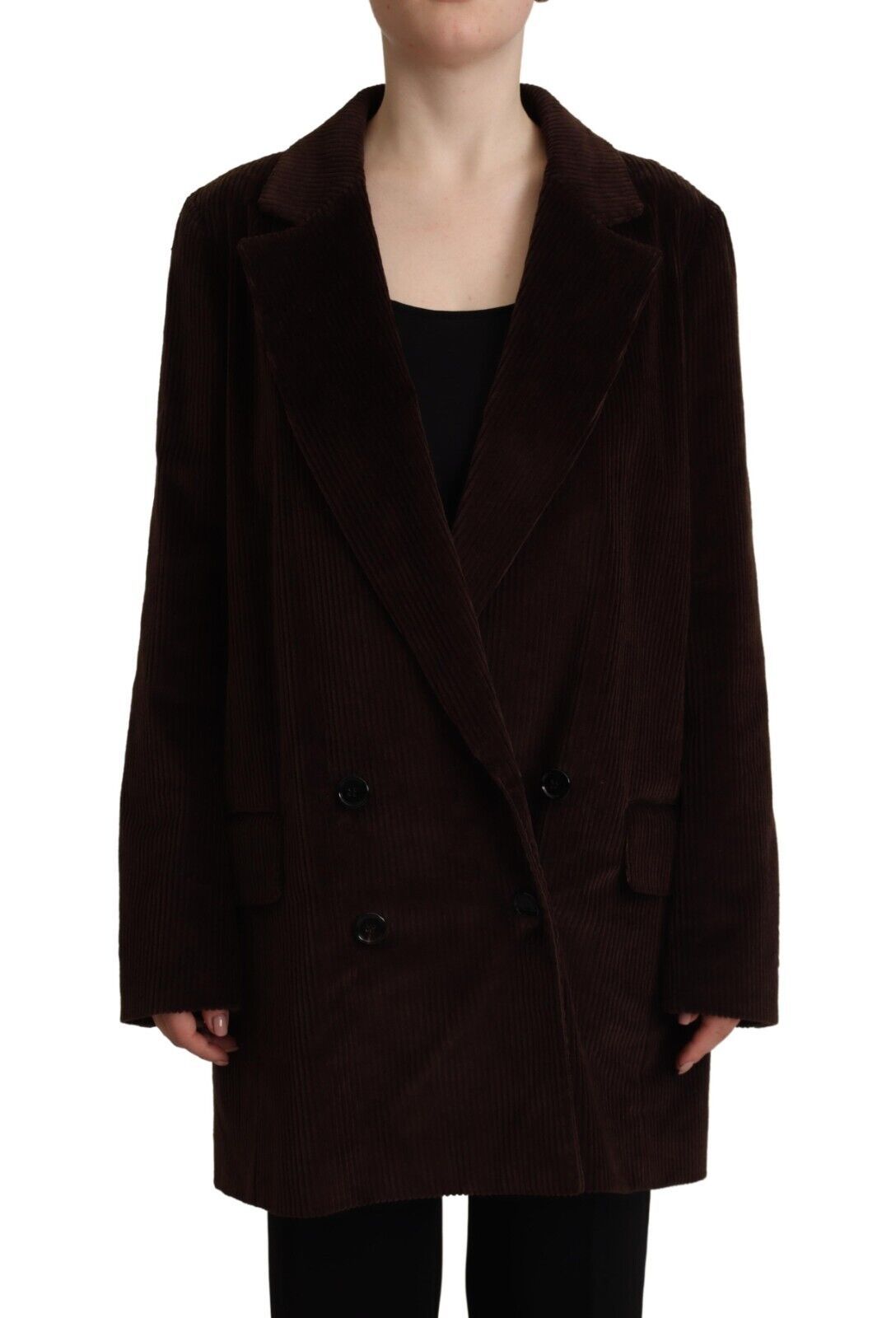 Blazer veste oversize en velours côtelé de coton bordeaux Dolce & Gabbana