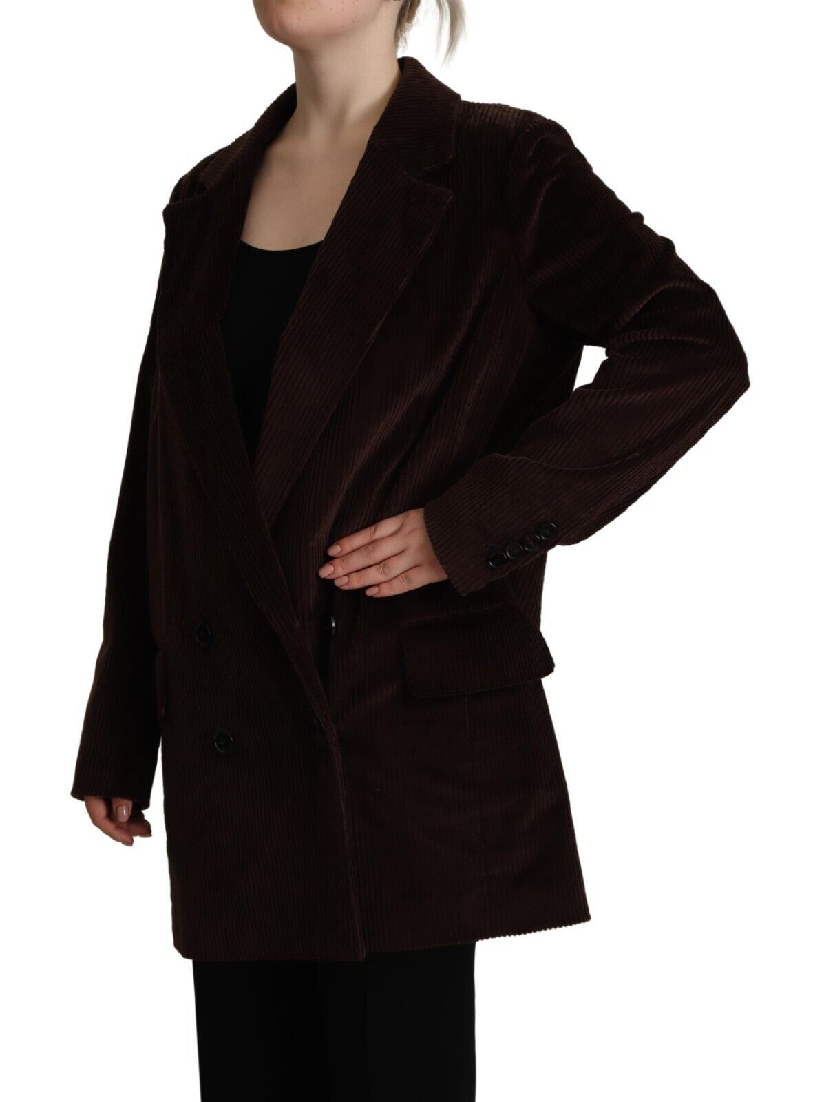 Blazer veste oversize en velours côtelé de coton bordeaux Dolce & Gabbana