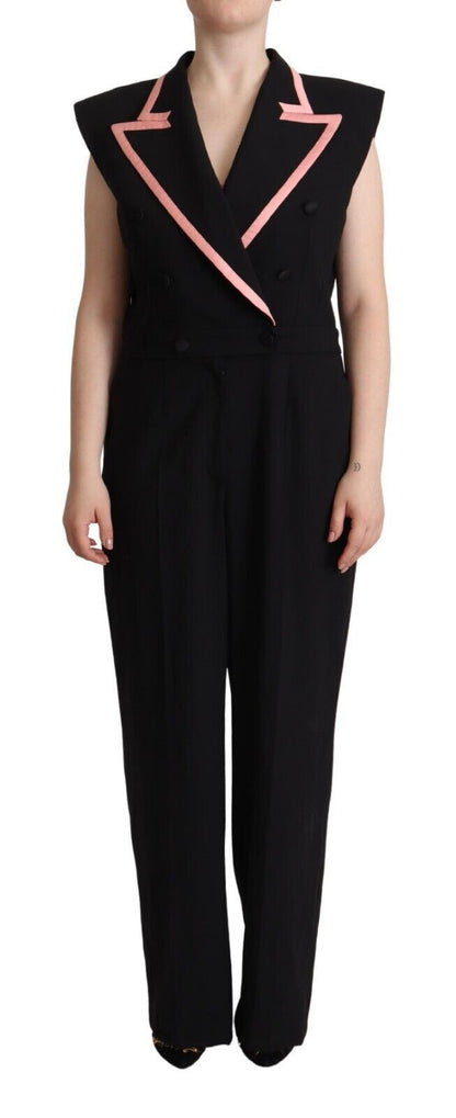 Combinaison-robe sans manches en mélange de laine noire Dolce & Gabbana