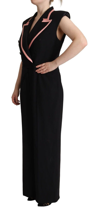 Combinaison-robe sans manches en mélange de laine noire Dolce & Gabbana