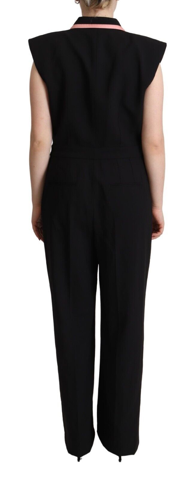 Combinaison-robe sans manches en mélange de laine noire Dolce & Gabbana