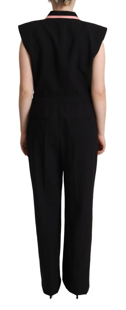 Combinaison-robe sans manches en mélange de laine noire Dolce & Gabbana