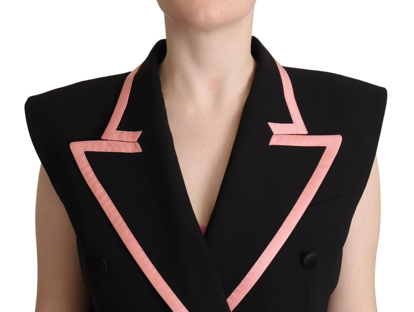 Combinaison-robe sans manches en mélange de laine noire Dolce & Gabbana