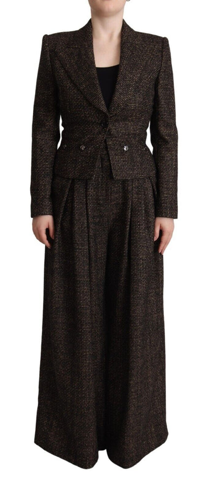 Dolce & Gabbana Ensemble Veste et Pantalon 2 pièces, Simple Boutonnage, Laine Marron Foncé