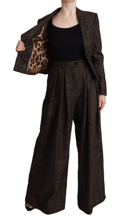 Dolce & Gabbana Ensemble Veste et Pantalon 2 pièces, Simple Boutonnage, Laine Marron Foncé