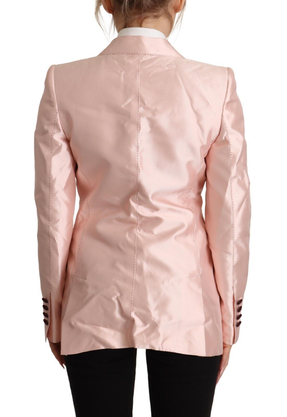 Veste blazer à manches longues en satin rose Dolce & Gabbana