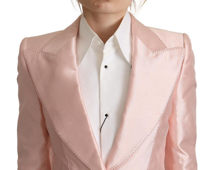 Veste blazer à manches longues en satin rose Dolce & Gabbana