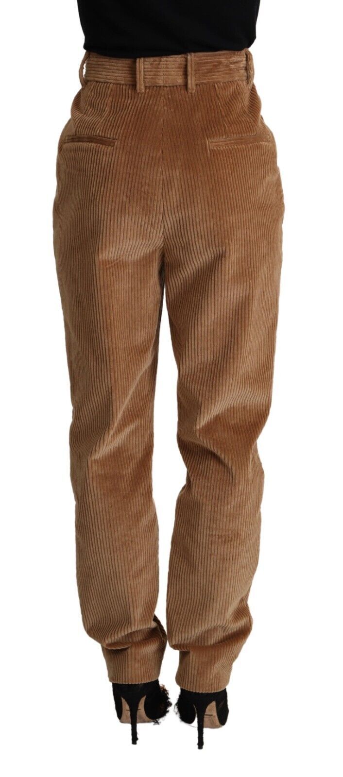 Pantalon Skinny Taille Haute en Velours Côtelé Marron Dolce & Gabbana