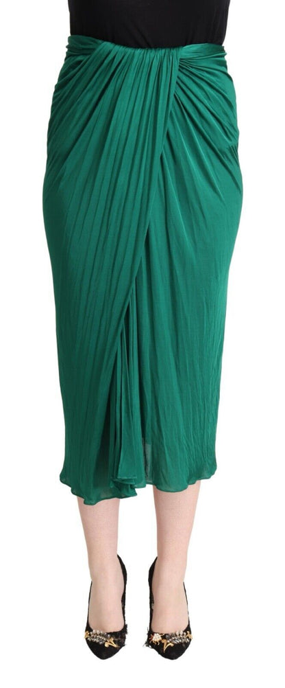 Jupe plissée midi taille haute crayon Dolce & Gabbana vert foncé