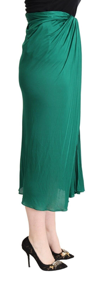 Jupe plissée midi taille haute crayon Dolce & Gabbana vert foncé