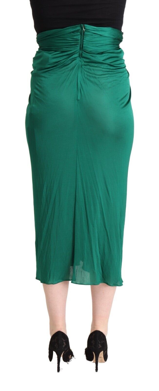 Jupe plissée midi taille haute crayon Dolce & Gabbana vert foncé