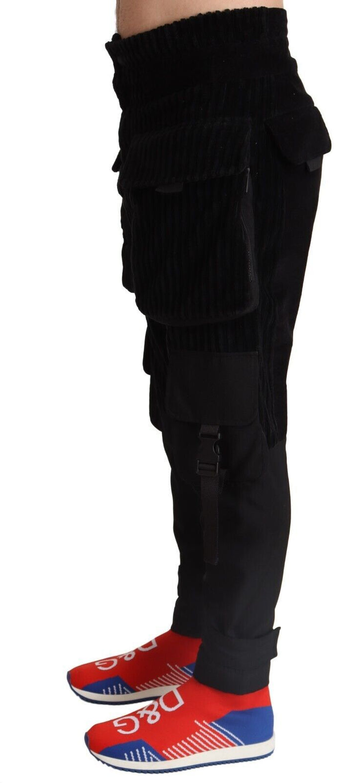 Pantalones cargo de pana ajustados de algodón negro Dolce & Gabbana