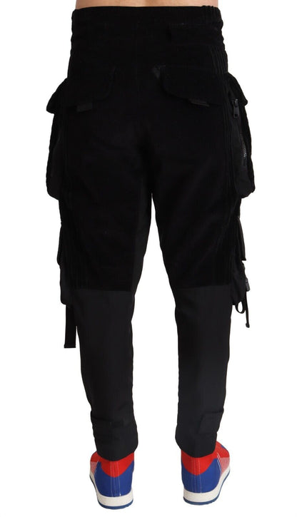 Pantalon cargo skinny en velours côtelé de coton noir Dolce & Gabbana