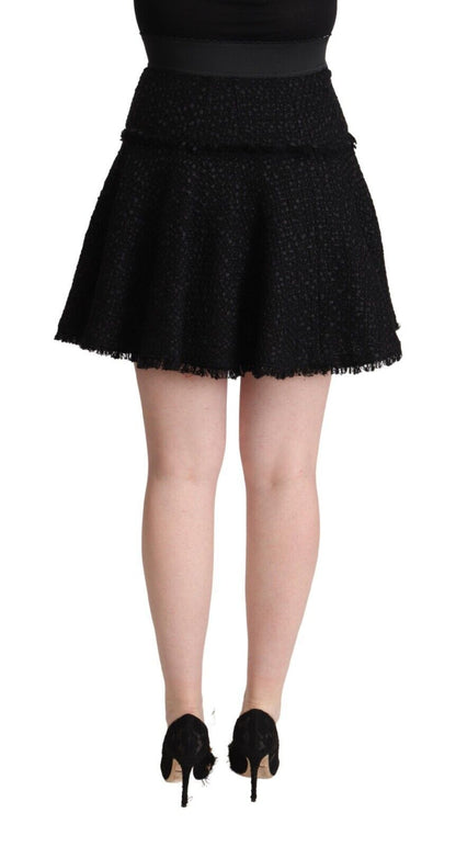 Mini-jupe noire en maille nylon taille haute évasée Dolce & Gabbana