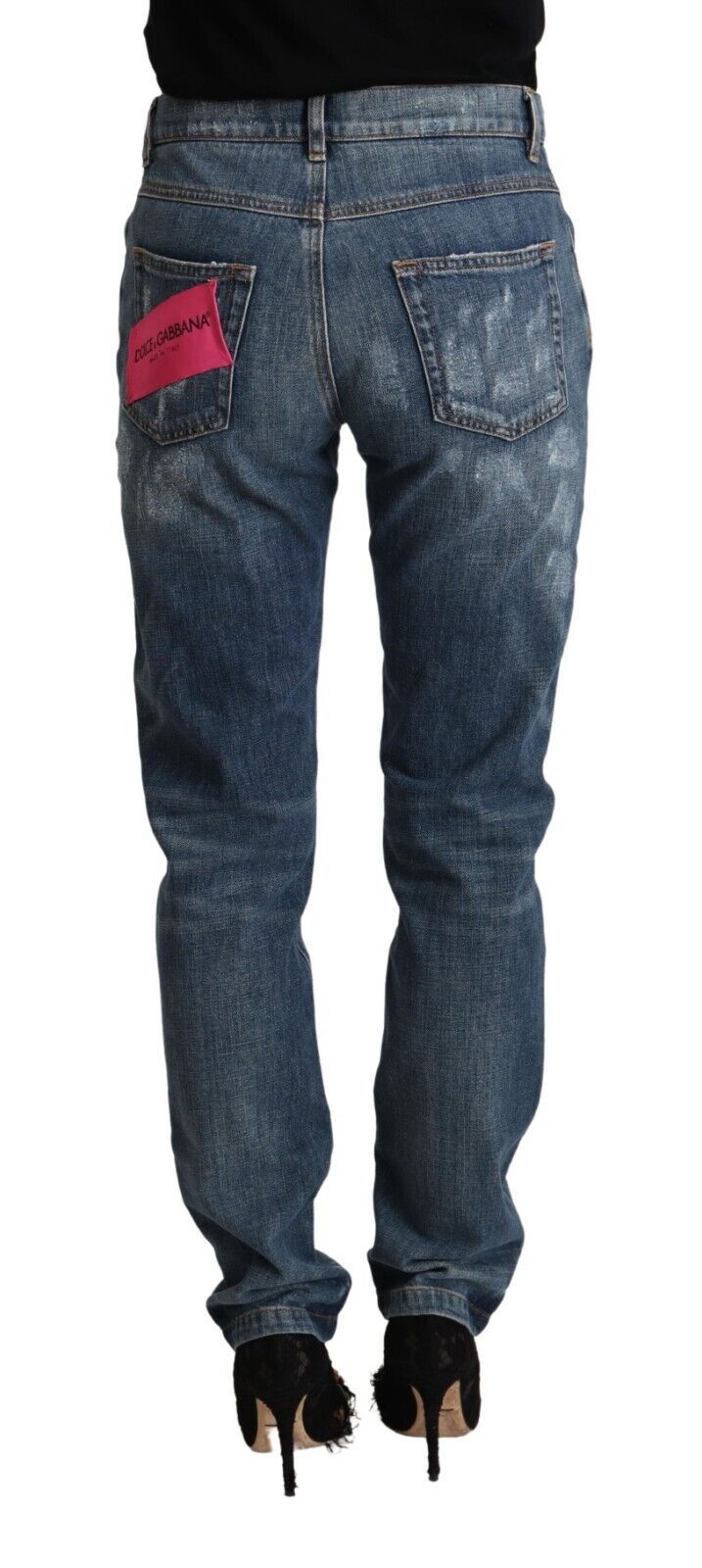 Jean Skinny BOYFRIEND en Denim Bleu Délavé Dolce & Gabbana