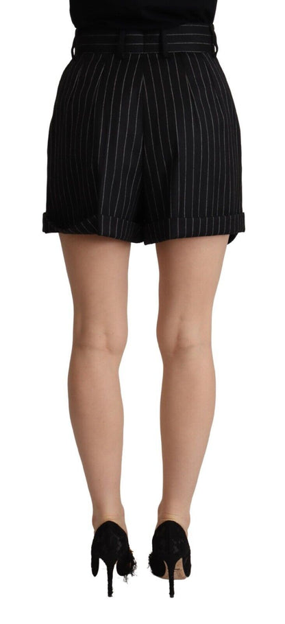 Pantalones cortos bermuda de lana de talle alto con rayas negras de Dolce & Gabbana