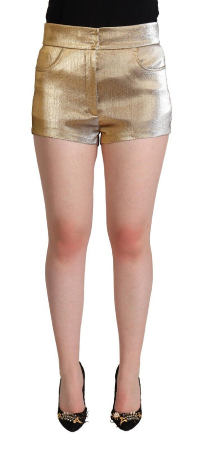 Short court taille mi-haute en coton doré métallisé Dolce & Gabbana