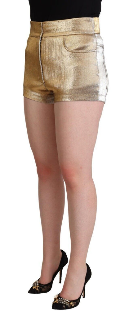 Short court taille mi-haute en coton doré métallisé Dolce & Gabbana