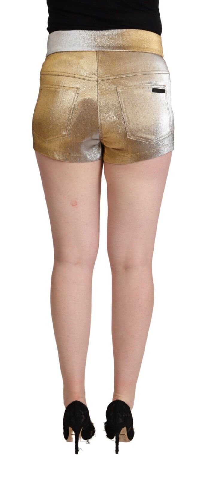 Short court taille mi-haute en coton doré métallisé Dolce & Gabbana