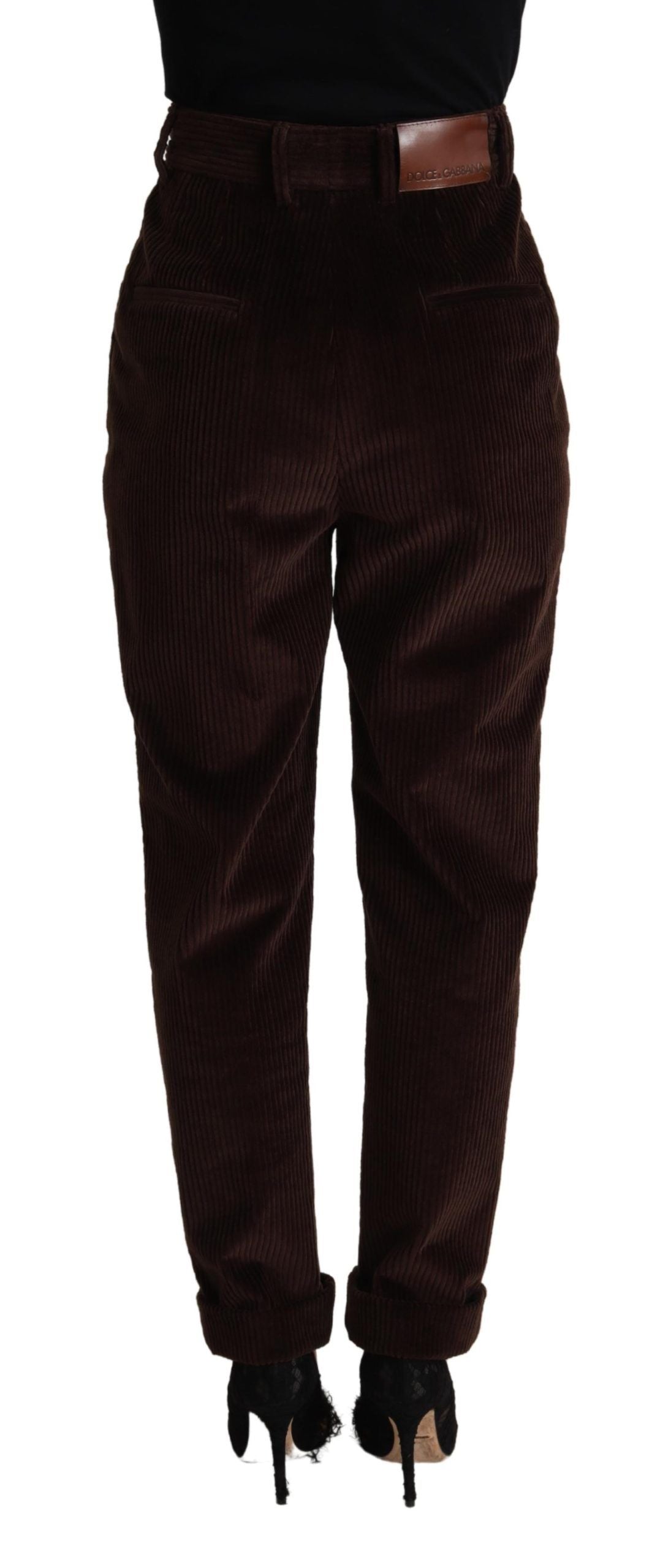 Pantalon fuselé en velours côtelé de coton bordeaux Dolce & Gabbana