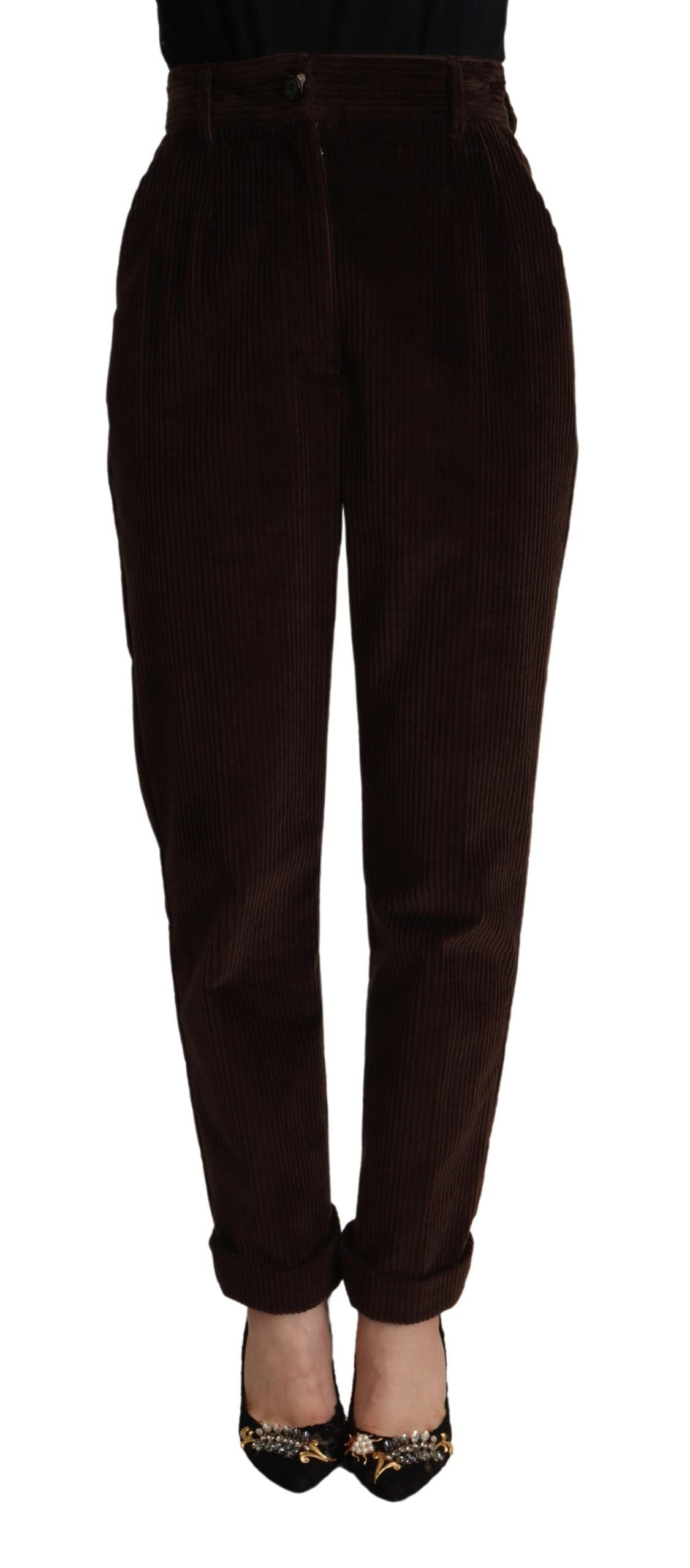 Pantalon fuselé en velours côtelé de coton bordeaux Dolce & Gabbana