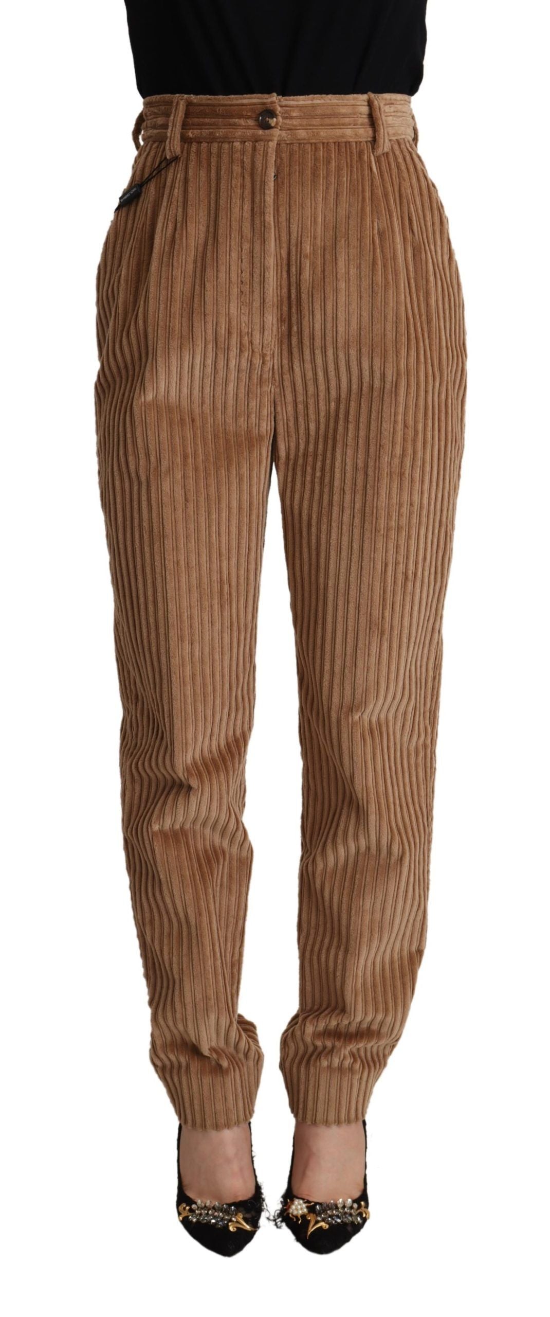 Pantalon Fuselé en Velours Côtelé Marron Dolce & Gabbana
