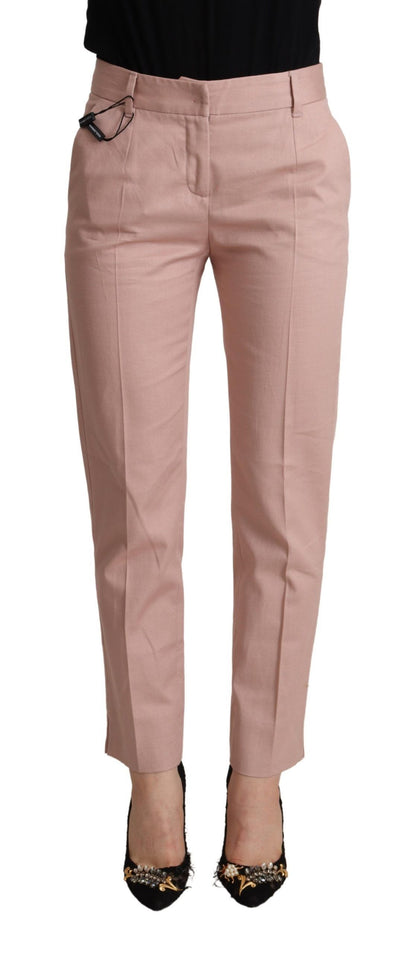 Pantalon fuselé taille moyenne en coton rose Dolce & Gabbana