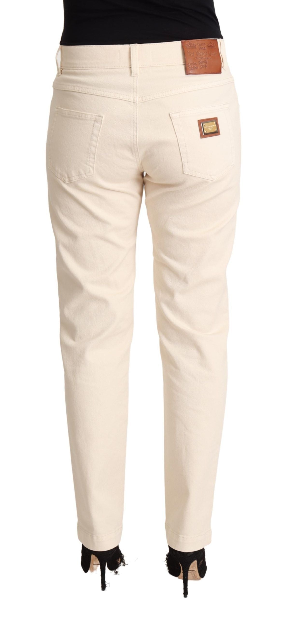 Dolce & Gabbana Jean Femme Slim Coton Blanc