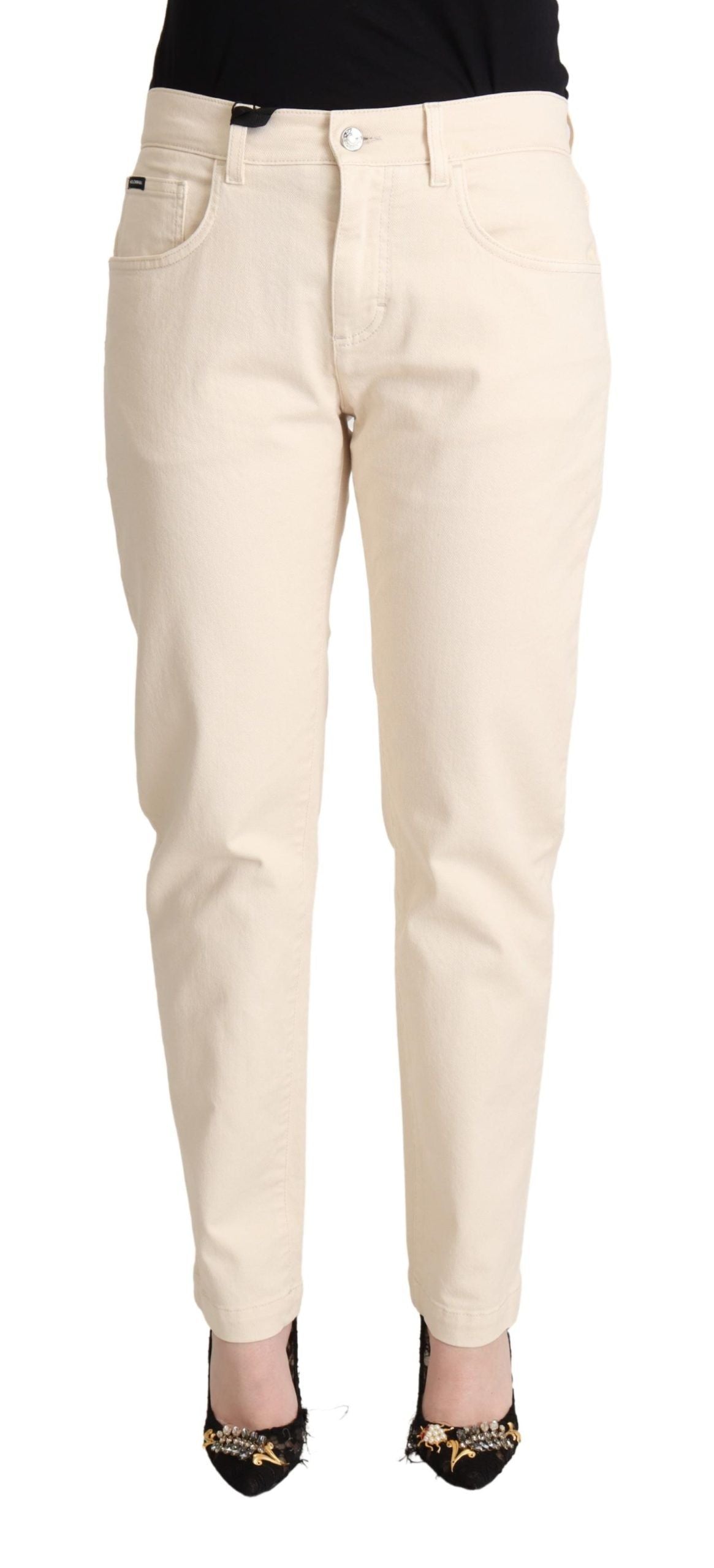 Dolce & Gabbana Jean Femme Slim Coton Blanc