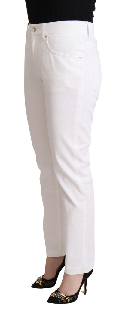 Dolce & Gabbana Jean fuselé taille mi-haute en coton blanc