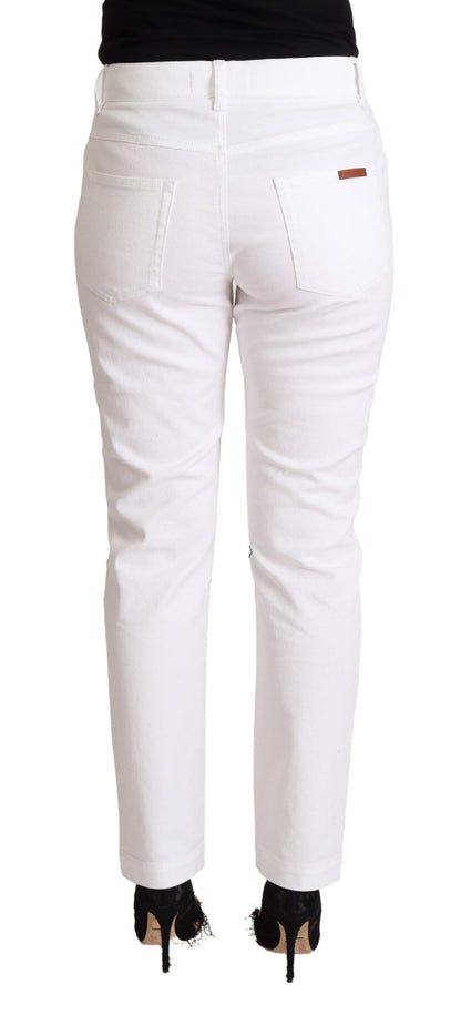 Dolce & Gabbana Jean fuselé taille mi-haute en coton blanc
