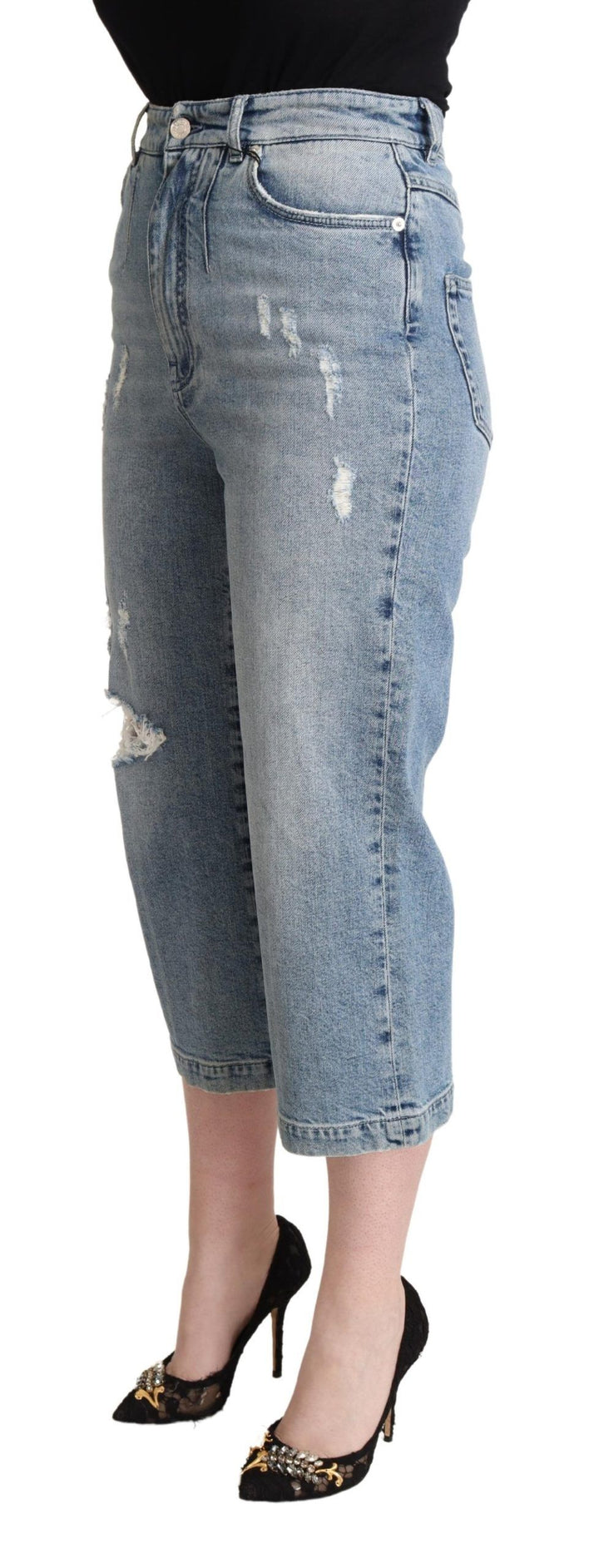 Vaqueros capri de algodón vaquero rasgado azules Dolce & Gabbana