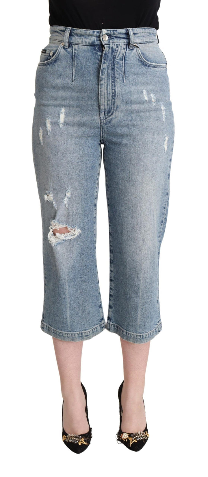 Vaqueros capri de algodón vaquero rasgado azules Dolce & Gabbana