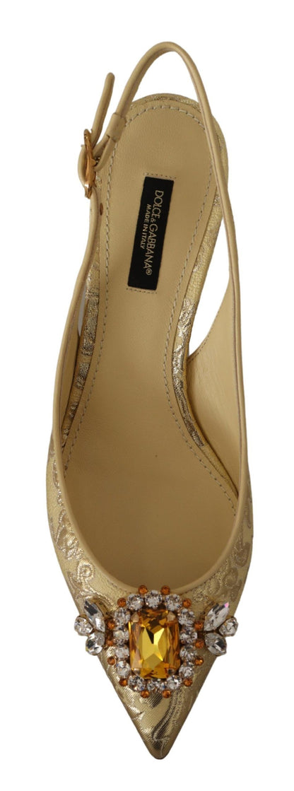 Chaussures à talons escarpins Dolce & Gabbana ornées de cristaux dorés