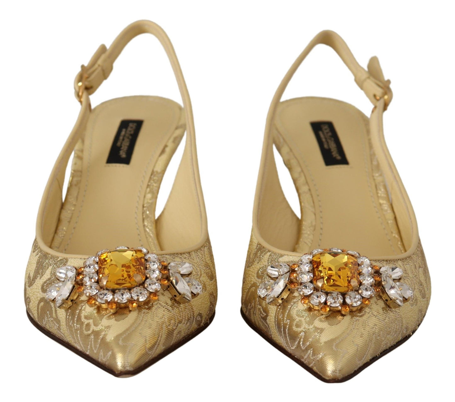 Chaussures à talons escarpins Dolce & Gabbana ornées de cristaux dorés