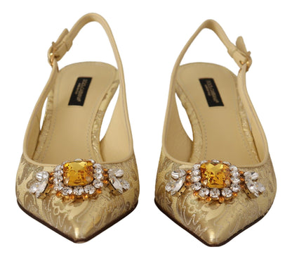 Chaussures à talons escarpins Dolce & Gabbana ornées de cristaux dorés