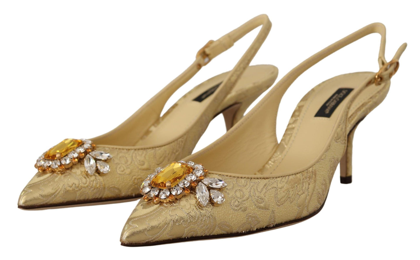 Chaussures à talons escarpins Dolce & Gabbana ornées de cristaux dorés