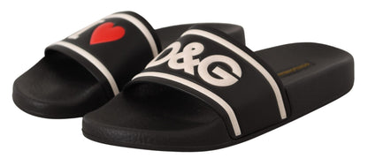 Sandales Dolce & Gabbana en cuir noir "I Love D&G"