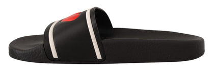 Sandales Dolce & Gabbana en cuir noir "I Love D&G"