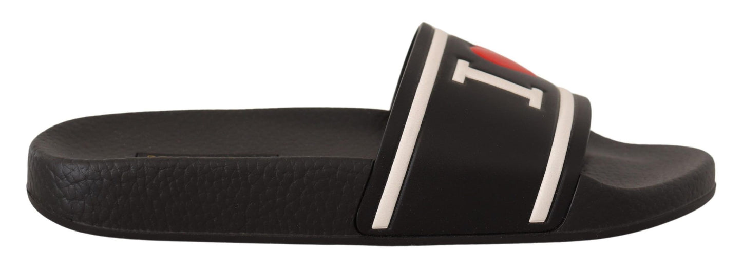 Sandales Dolce & Gabbana en cuir noir "I Love D&G"