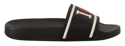 Sandales Dolce & Gabbana en cuir noir "I Love D&G"