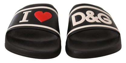 Sandales Dolce & Gabbana en cuir noir "I Love D&G"