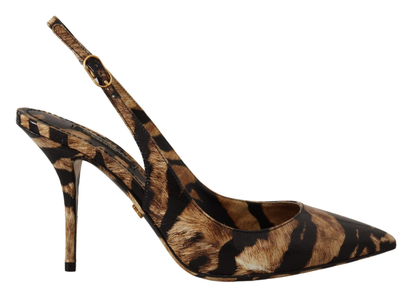Chaussures Dolce & Gabbana Slingbacks en cuir marron à motif tigre