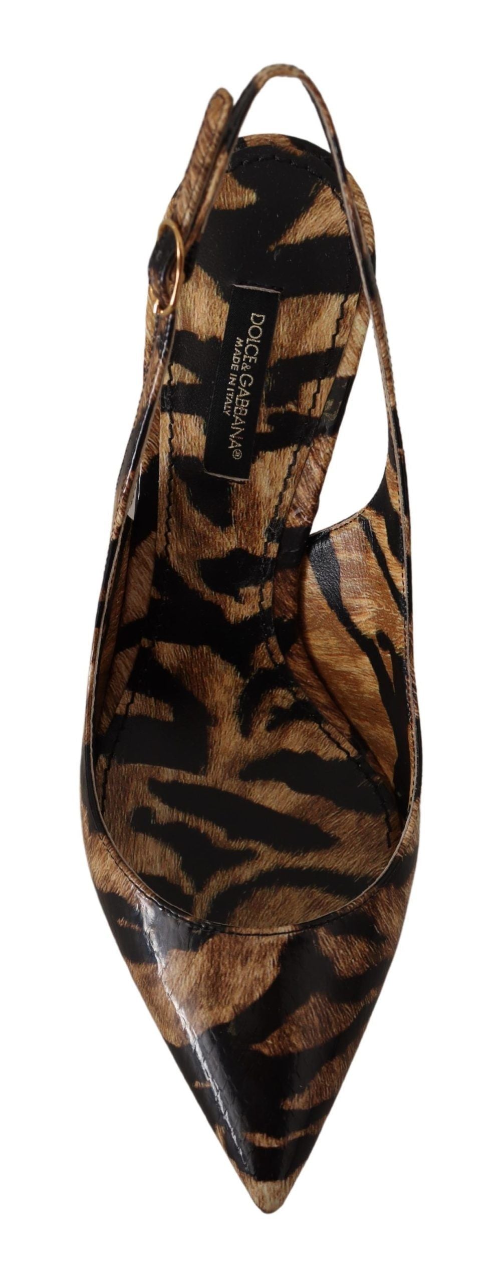 Chaussures Dolce & Gabbana Slingbacks en cuir marron à motif tigre