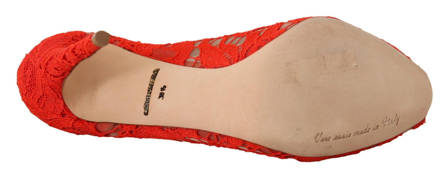 Escarpins Dolce & Gabbana rouges en dentelle Taormina et cristaux